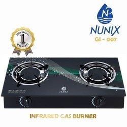 Nunix 2 Burner Low Gas Consumption Glass Top Table Infrared Cooker