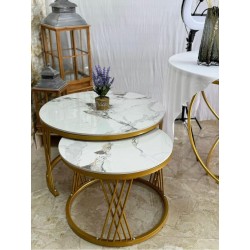 Modern Luxury 2in1 pure  Marble Nesting tables.