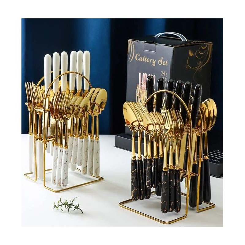 24 PC Golden Marble Spoons
